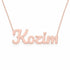 Kozim name necklace in solid 14K Rose Gold, handmade in Los Angeles