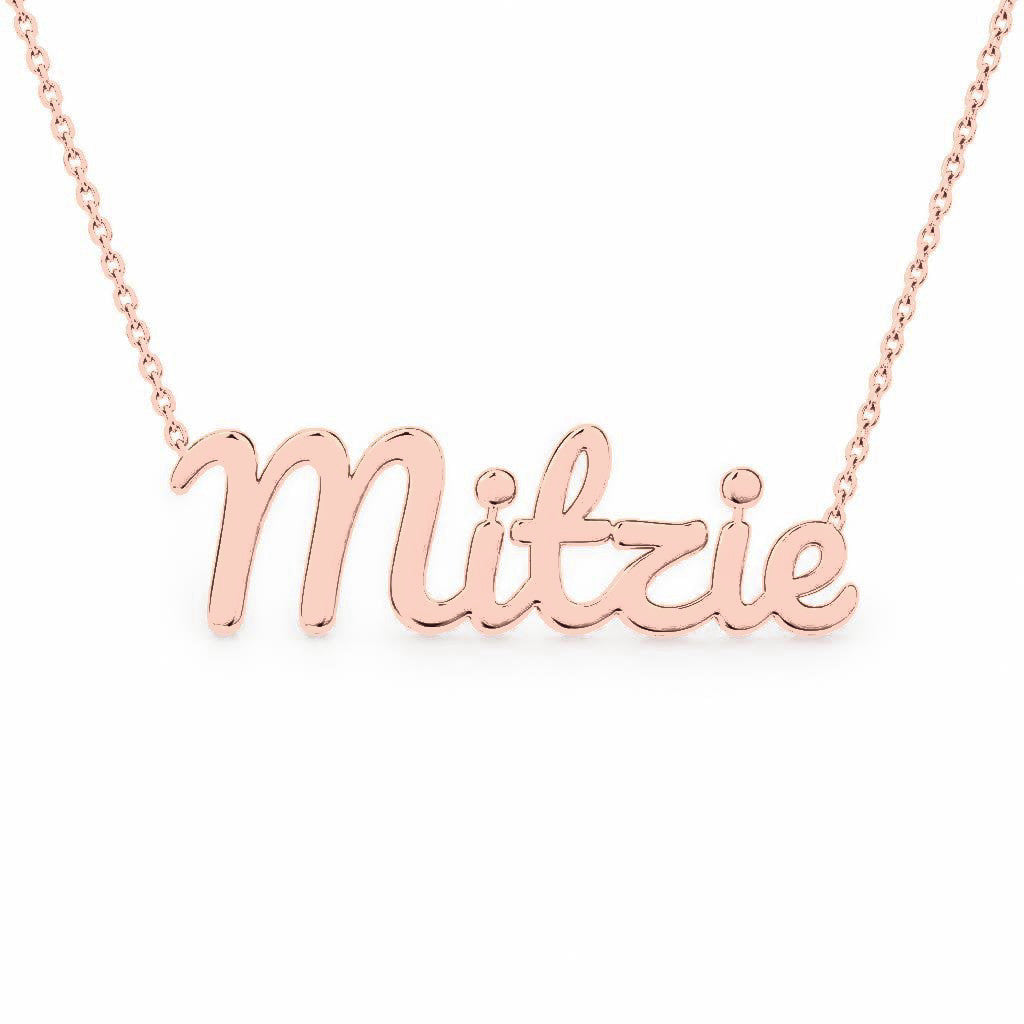 Gold Name Necklace – Mitzie | 14K Solid Gold