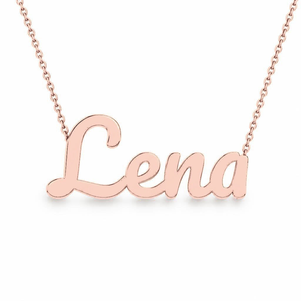 Gold Name Necklace – Lena | 14K Solid Gold