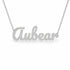 Aubear name necklace in solid 14K White Gold, handmade in Los Angeles