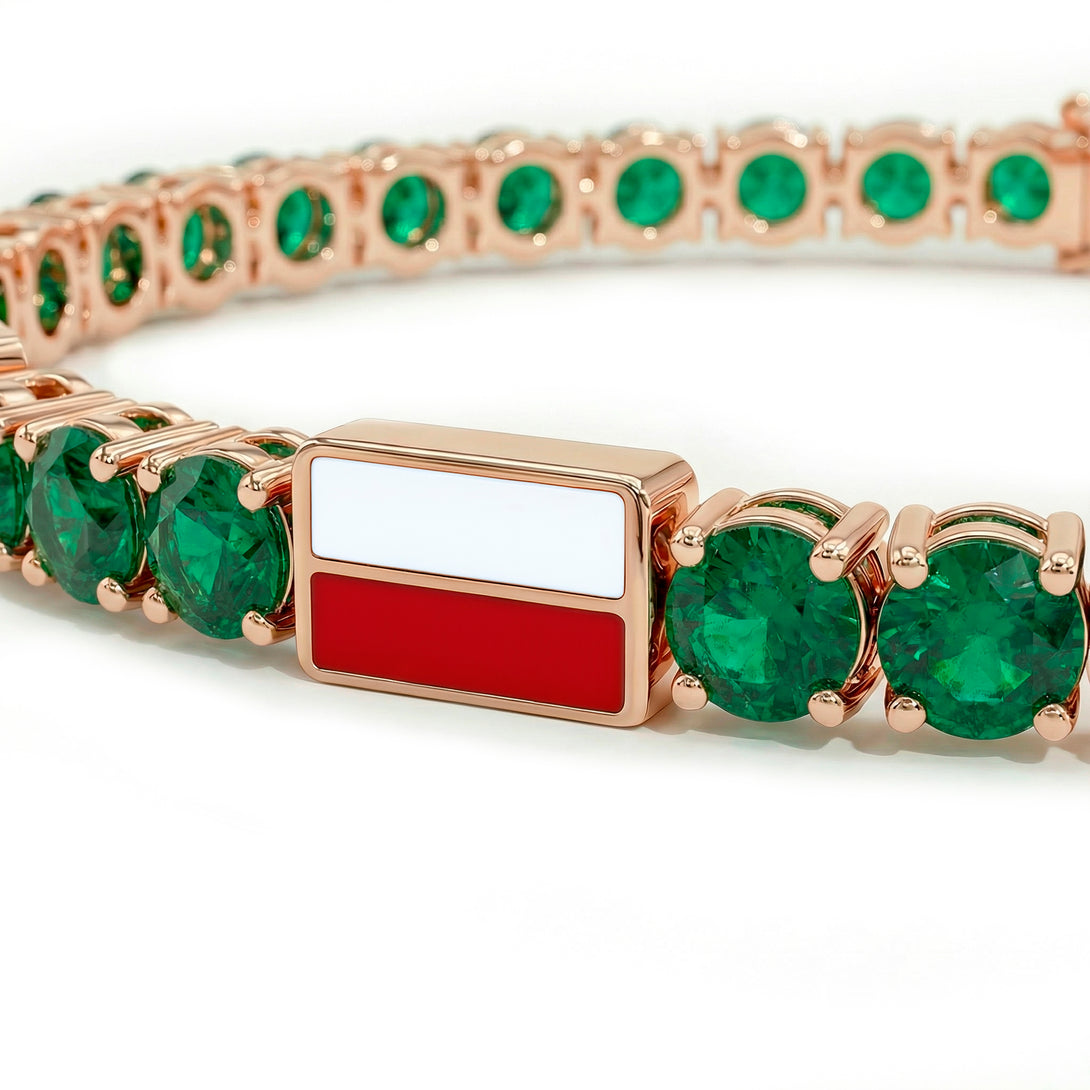 Emerald Tennis Bracelet with Poland Flag no. 5