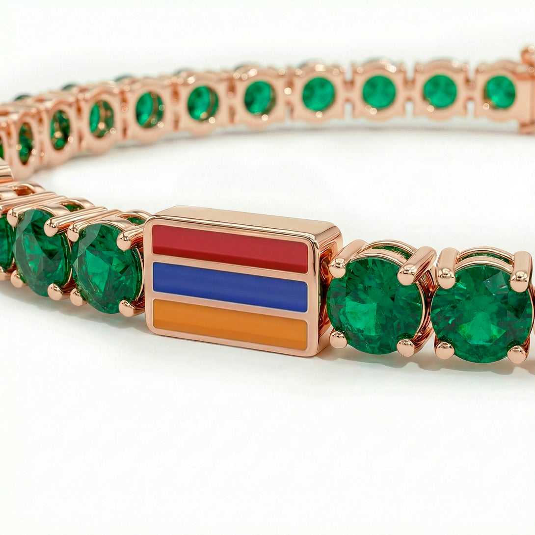 Emerald Tennis Bracelet with Armenia Flag no. 5