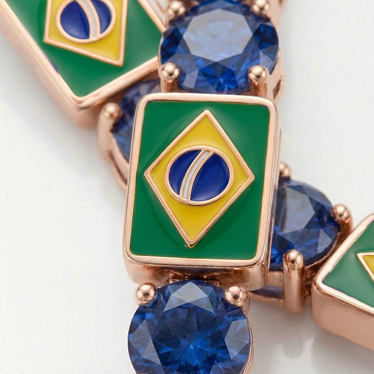 Sapphire Tennis Bracelet with Brazil Flag no. 14