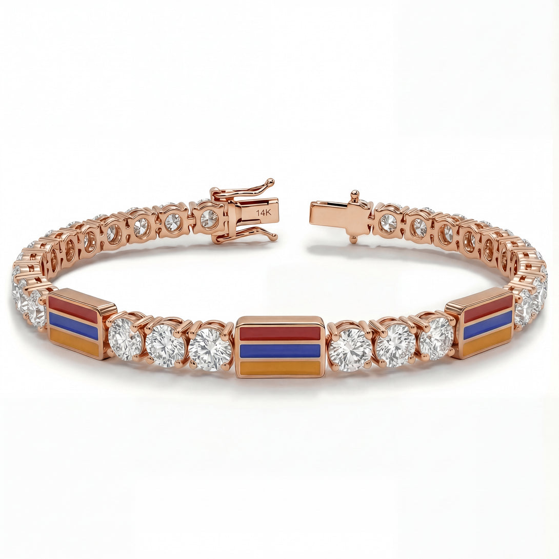 Diamond Tennis Bracelet with Armenia Flag no. 2