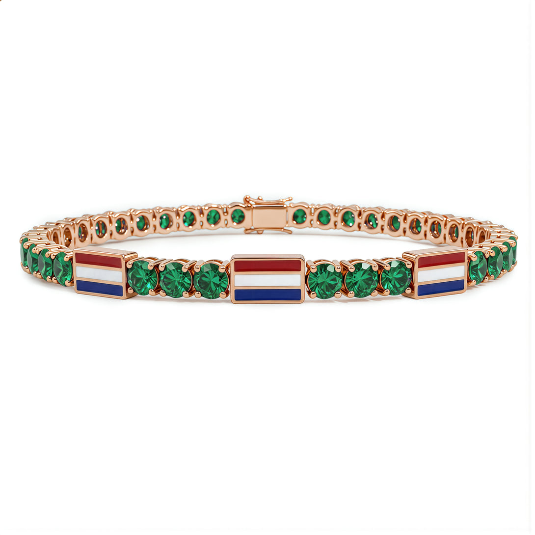 Emerald Tennis Bracelet with Netherlands Flag no. 5
