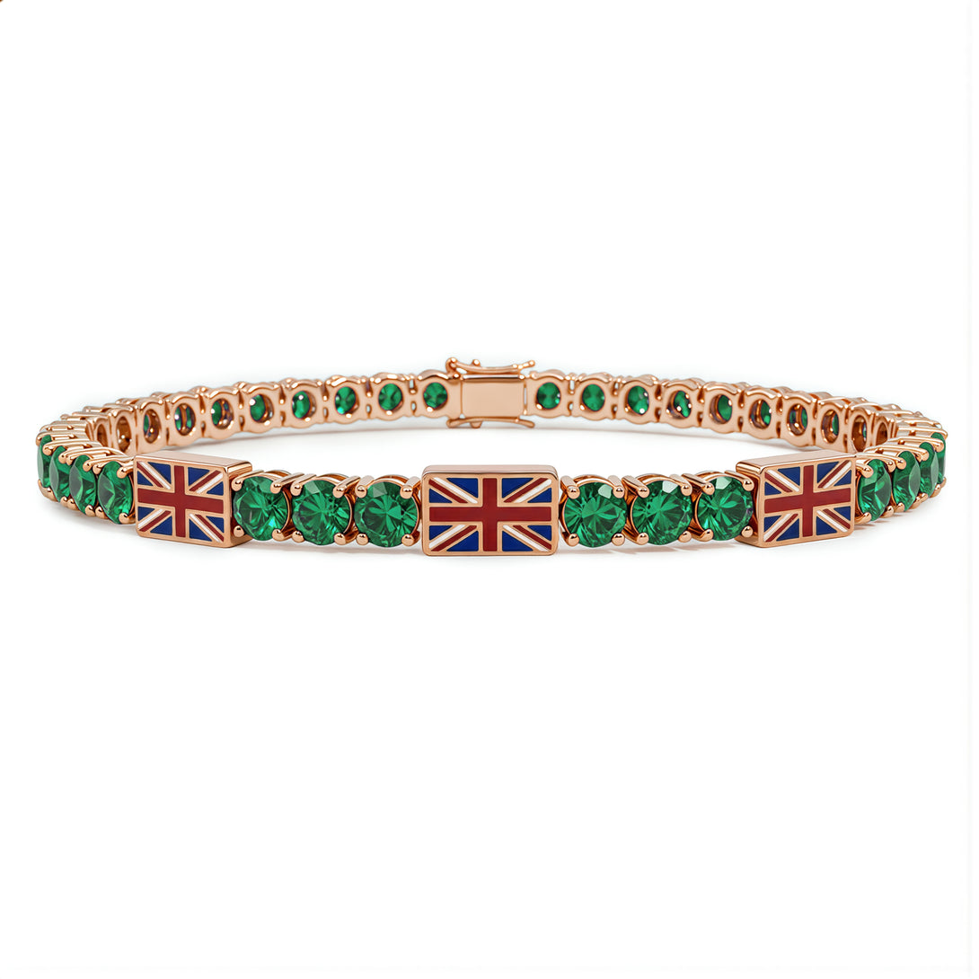 Emerald Tennis Bracelet with United Kingdom Flag no. 5