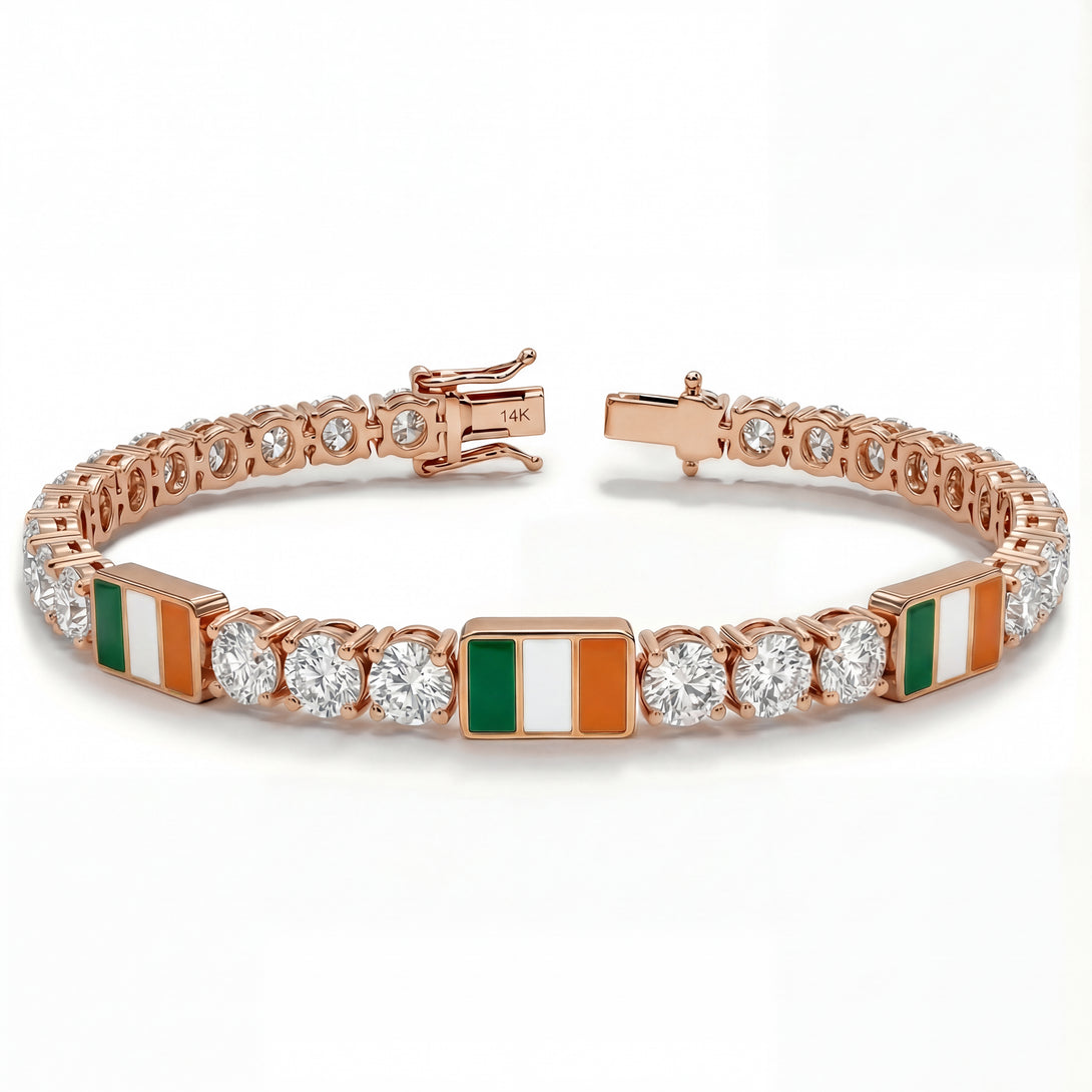 Diamond Tennis Bracelet with Ireland Flag no. 2