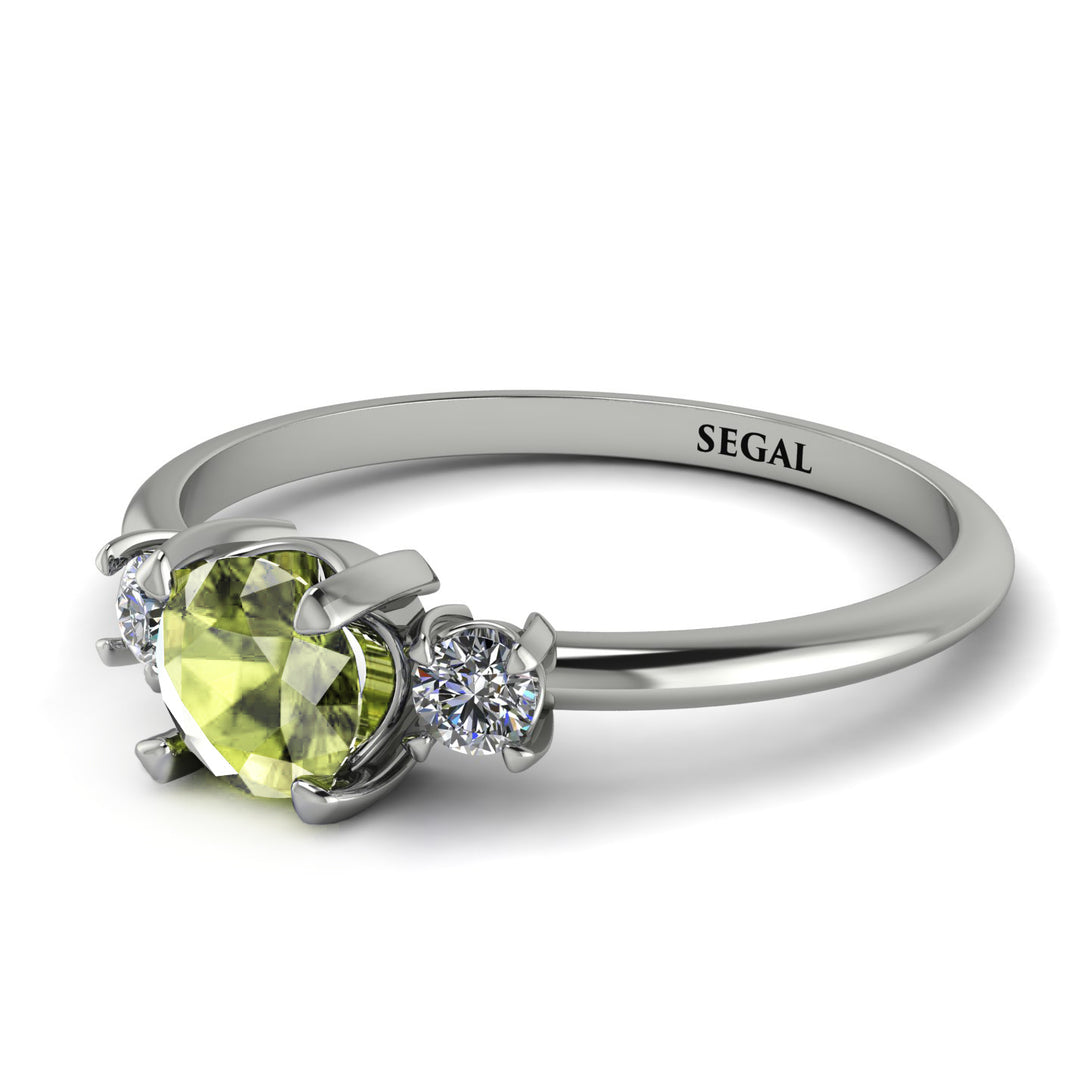 Classic Three Stone Peridot Engagement Ring - Valentina No. 703