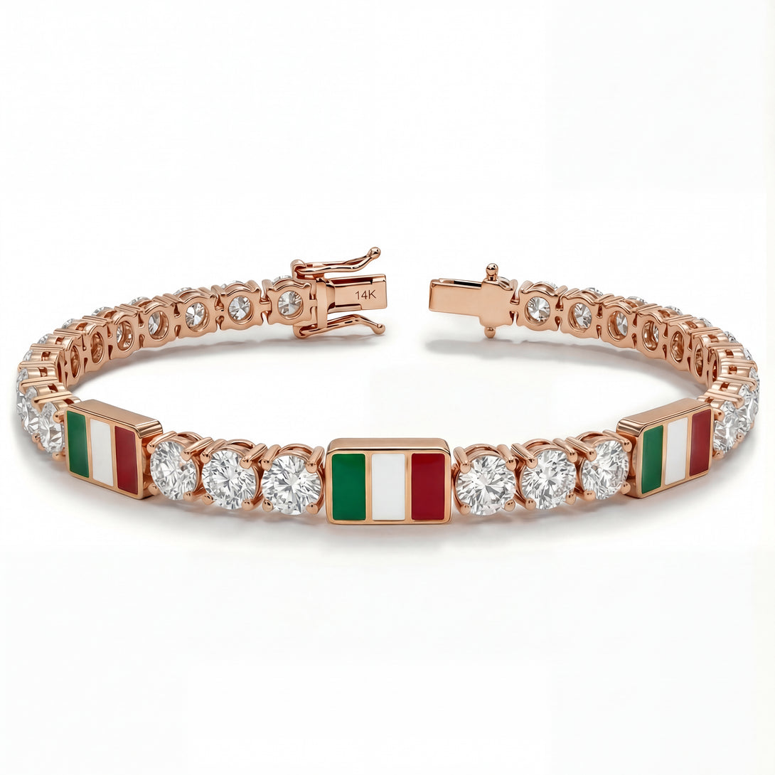 Diamond Tennis Bracelet with Mexico Flag no. 2