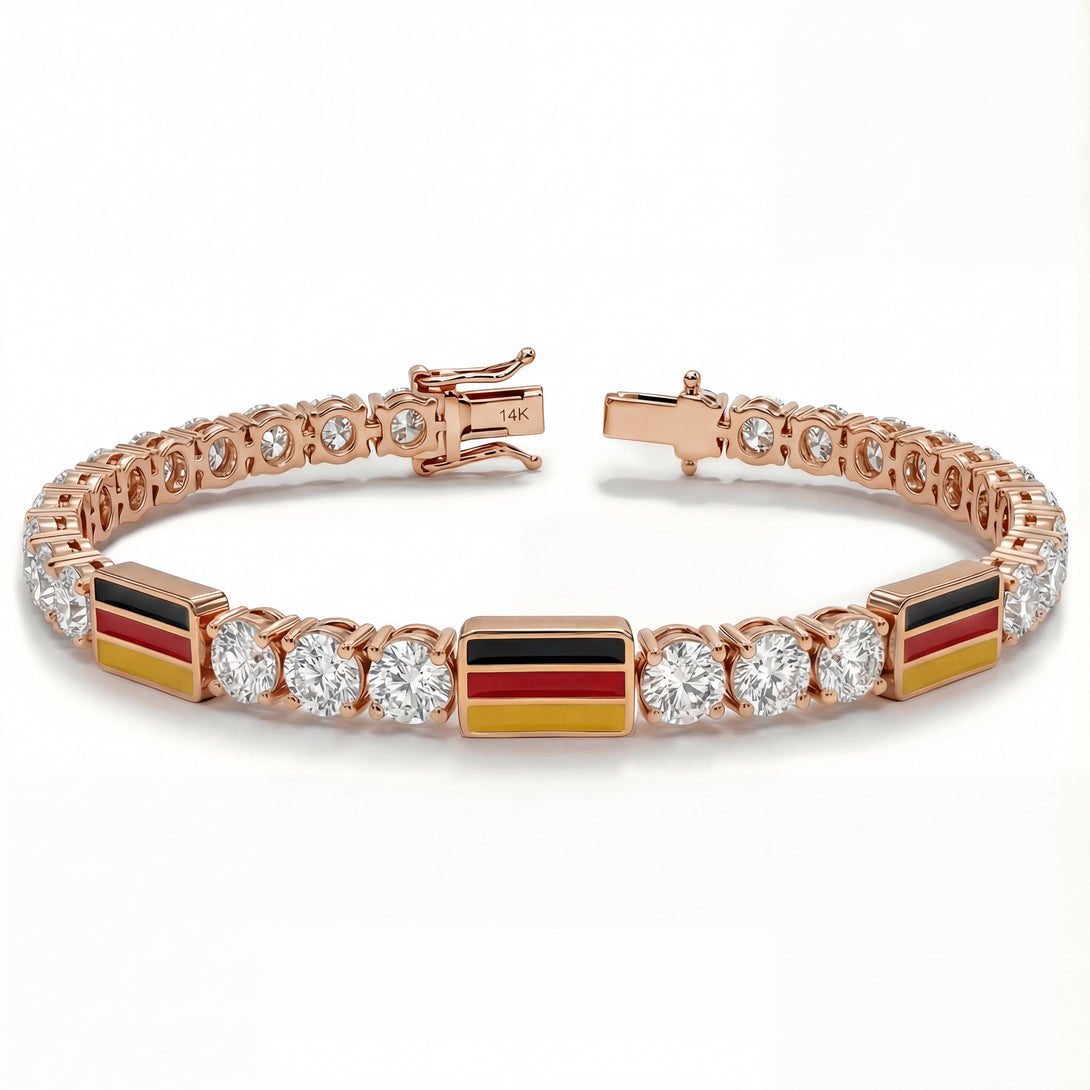 Diamond Tennis Bracelet with Germany Flag no. 2