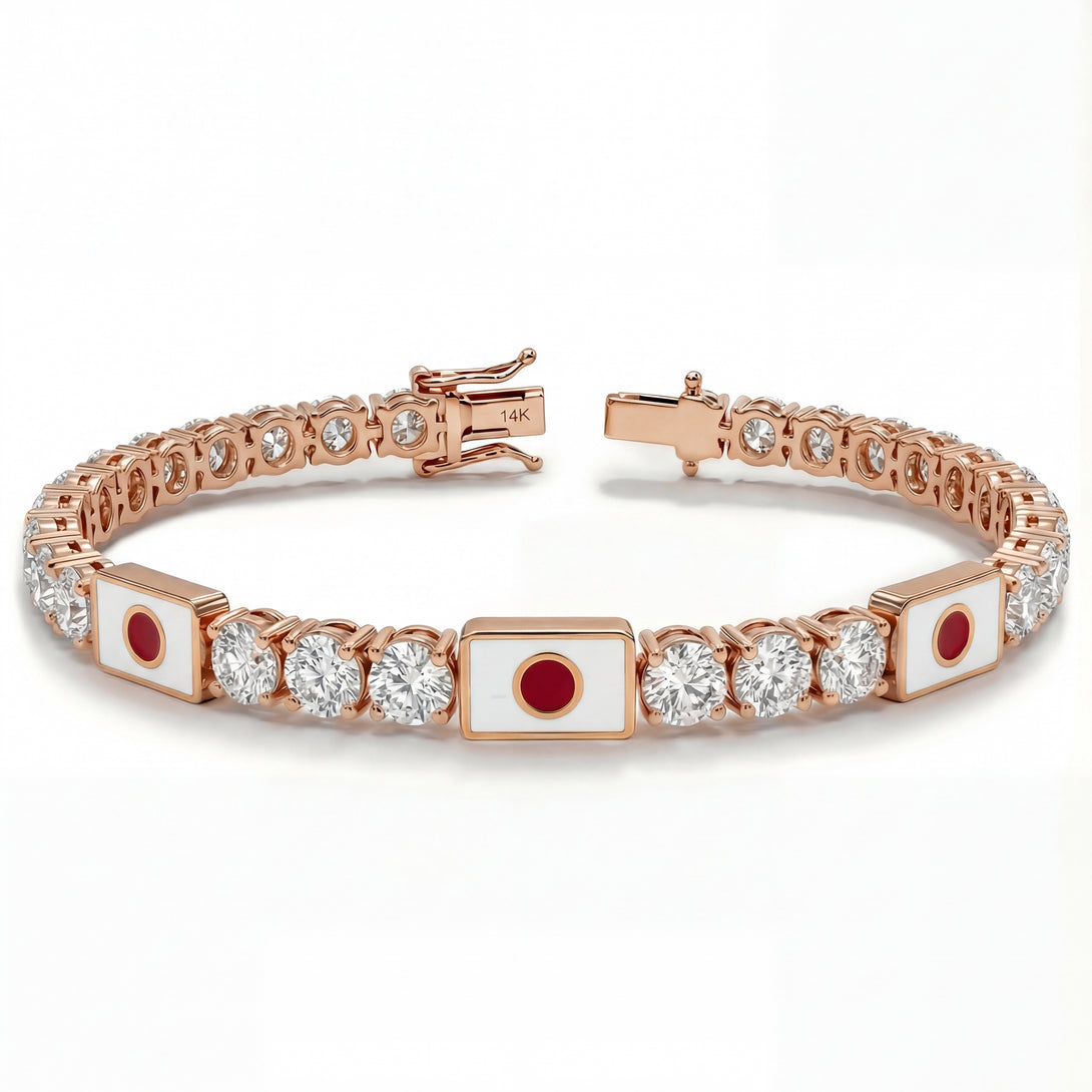 Diamond Tennis Bracelet with Japan Flag no. 2