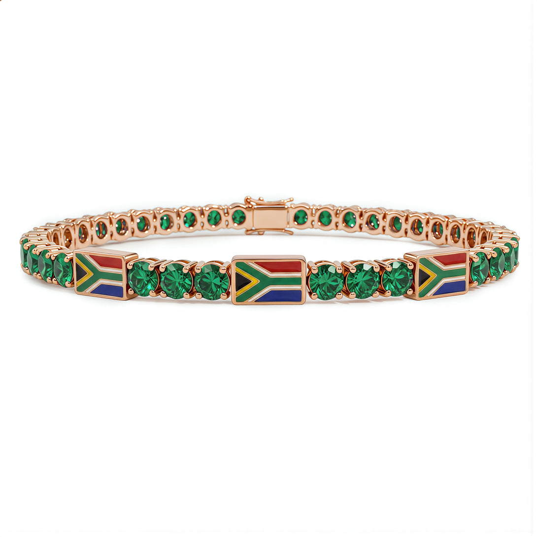 Emerald Tennis Bracelet with South Africa Flag no. 5
