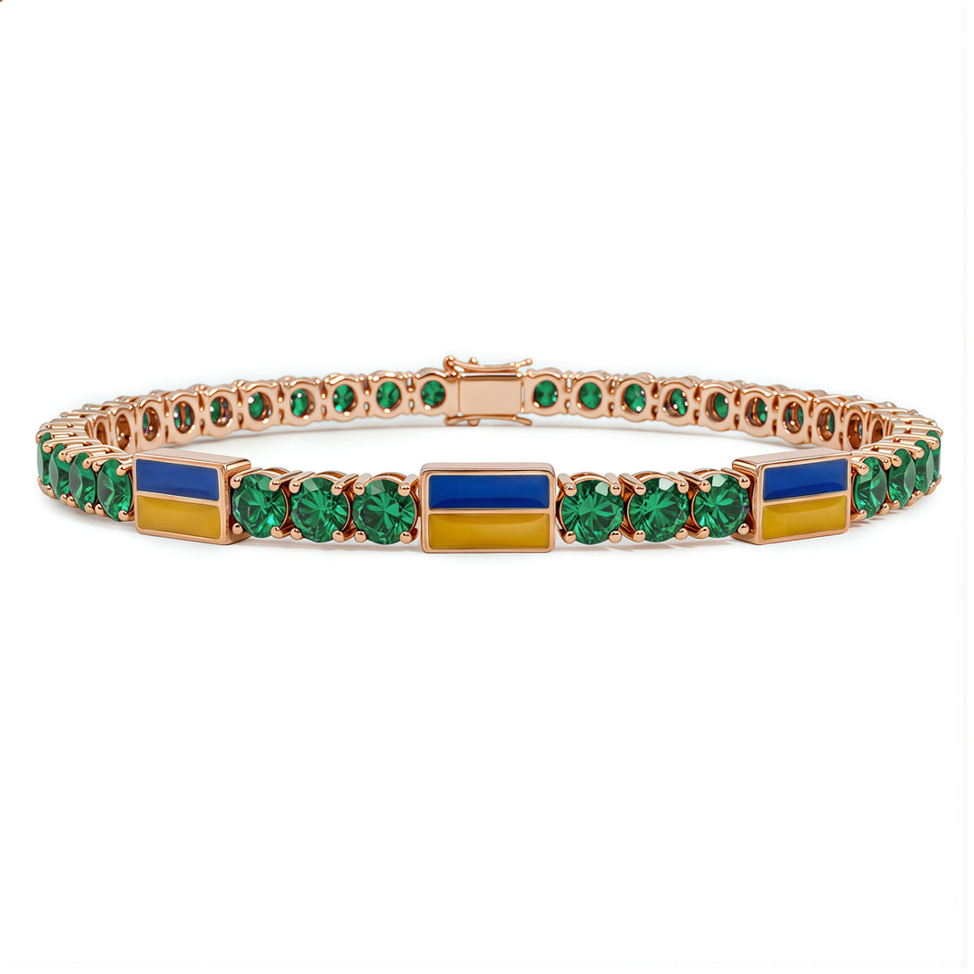 Emerald Tennis Bracelet with Ukraine Flag no. 5