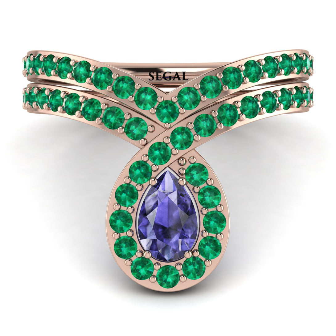 Tanzanite Pear Shape Stacking Bridal Set - Emilia No. 205