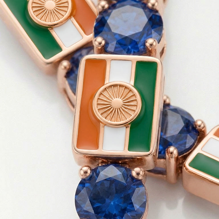 Sapphire Tennis Bracelet with India Flag no. 14