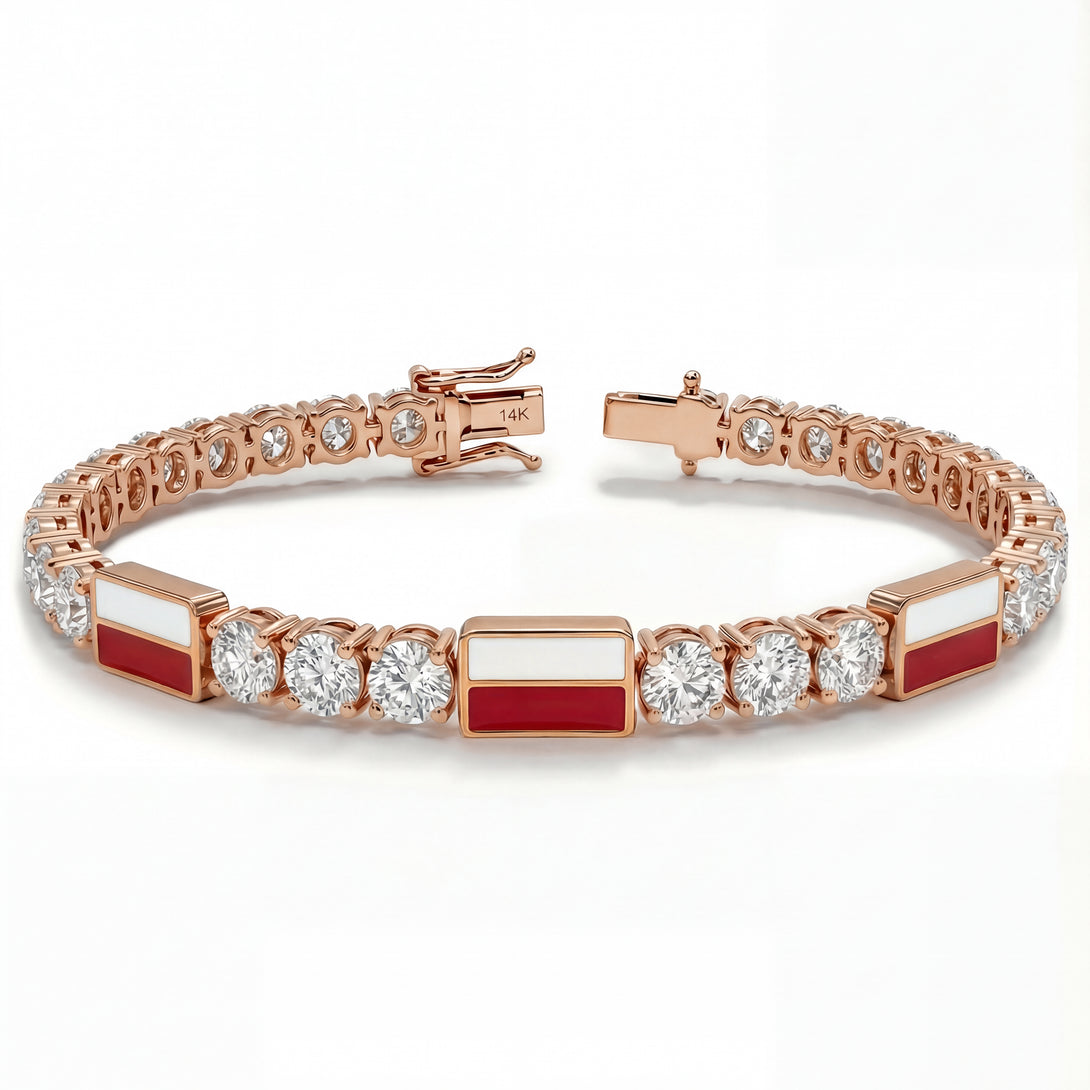 Diamond Tennis Bracelet with Poland Flag no. 2