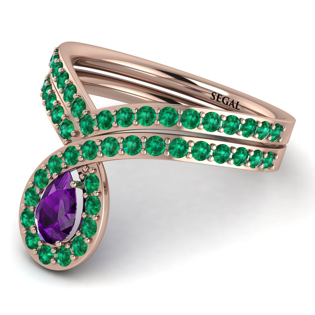 Amethyst Pear Shape Stacking Bridal Set - Emilia No. 305