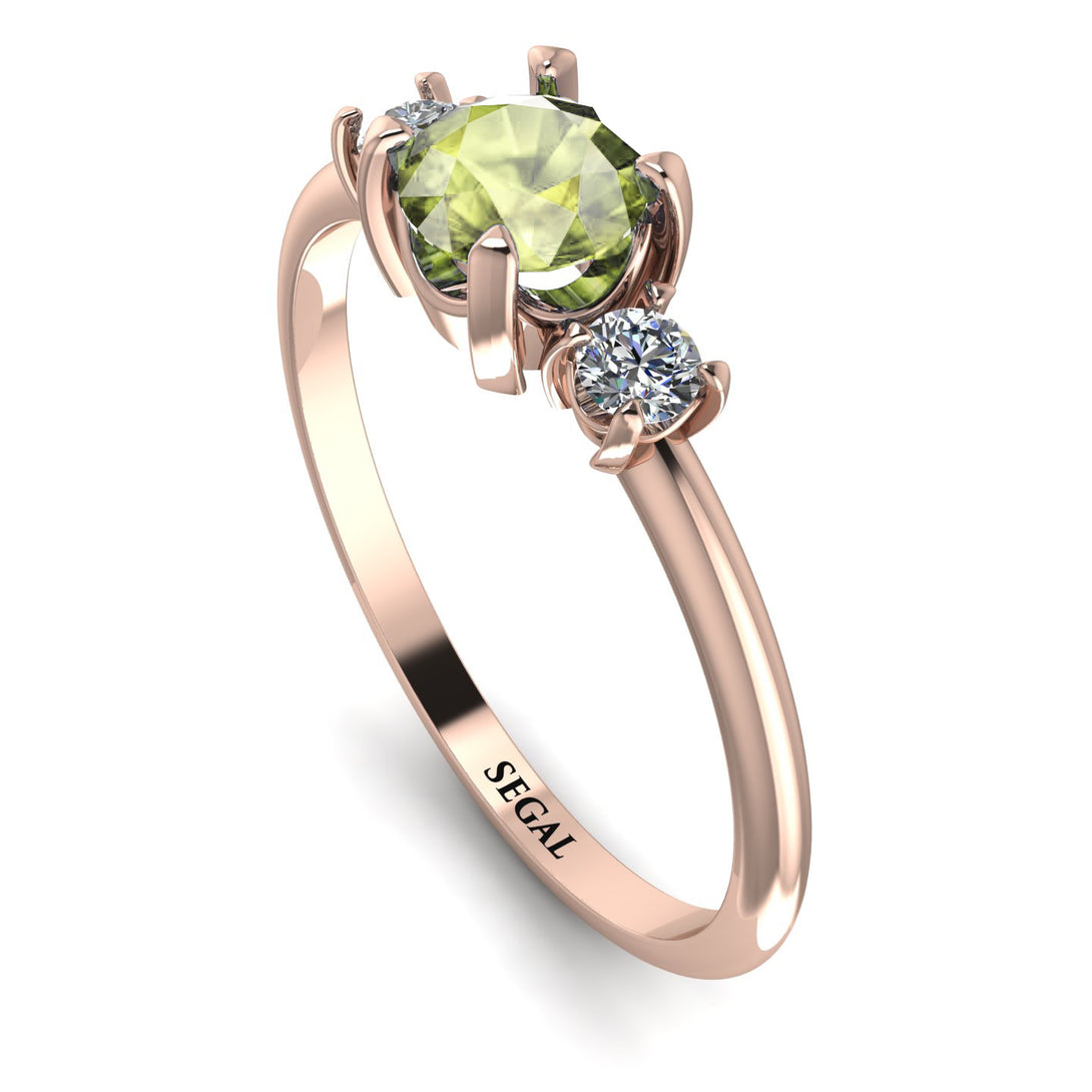 Classic Three Stone Peridot Engagement Ring - Valentina No. 702