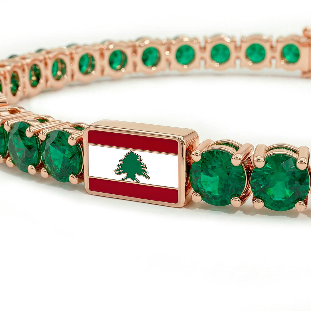 Emerald Tennis Bracelet with Lebanon Flag no. 5