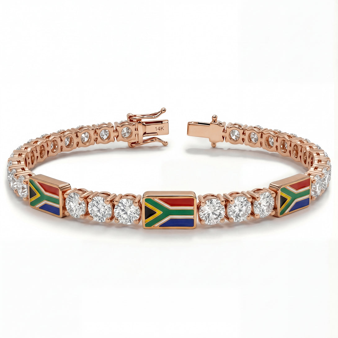 Diamond Tennis Bracelet with South Africa Flag no. 2