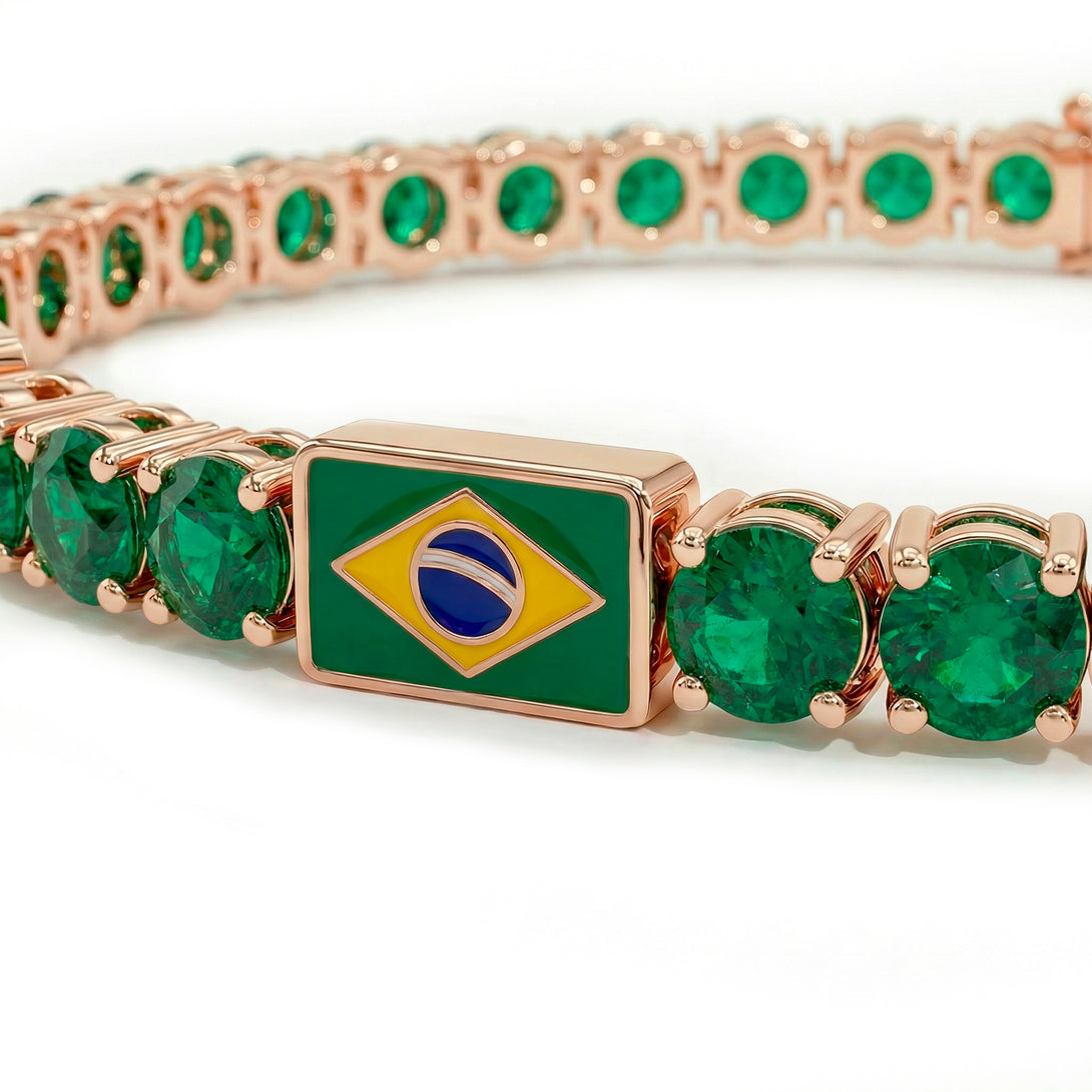 Emerald Tennis Bracelet with Brazil Flag no. 5