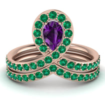 Amethyst Pear Shape Stacking Bridal Set - Emilia No. 305 image 1