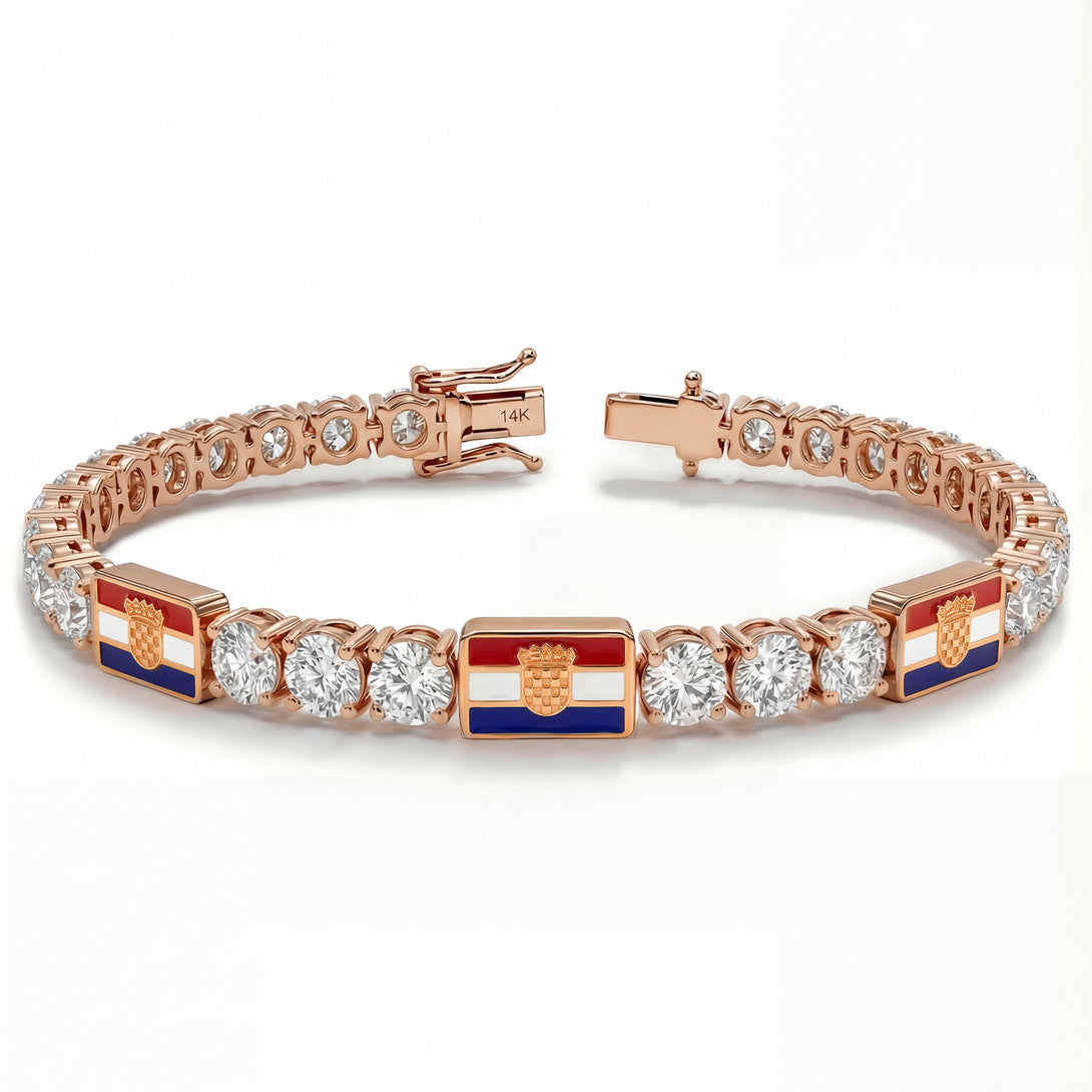 Diamond Tennis Bracelet with Croatia Flag no. 2