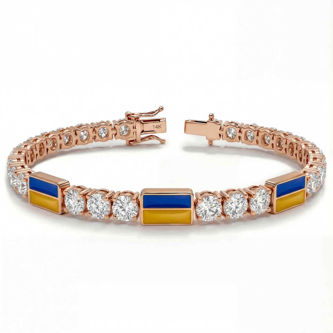 Diamond Tennis Bracelet with Ukraine Flag no. 2