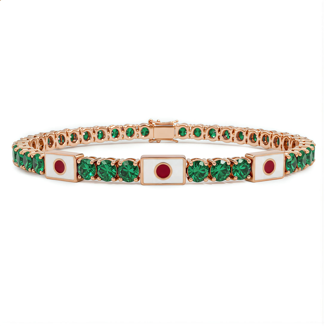 Emerald Tennis Bracelet with Japan Flag no. 5