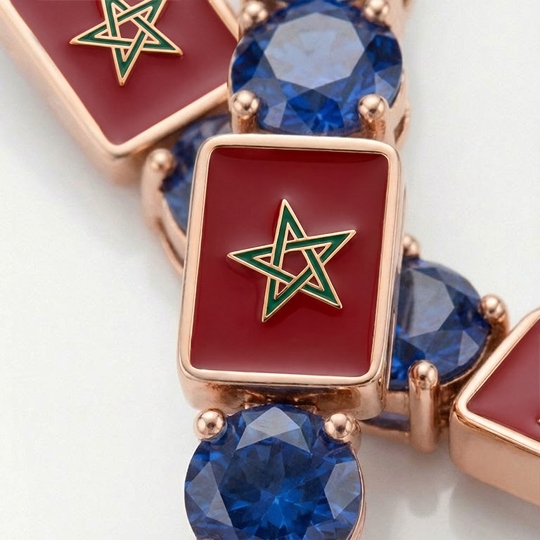 Sapphire Tennis Bracelet with Morocco Flag no. 14
