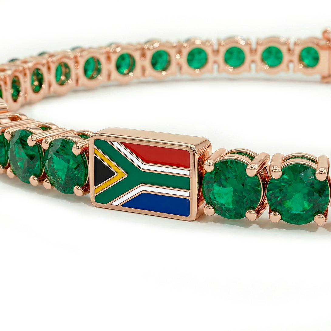 Emerald Tennis Bracelet with South Africa Flag no. 5