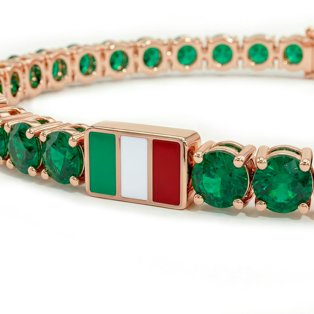 Emerald Tennis Bracelet with Italy Flag no. 5