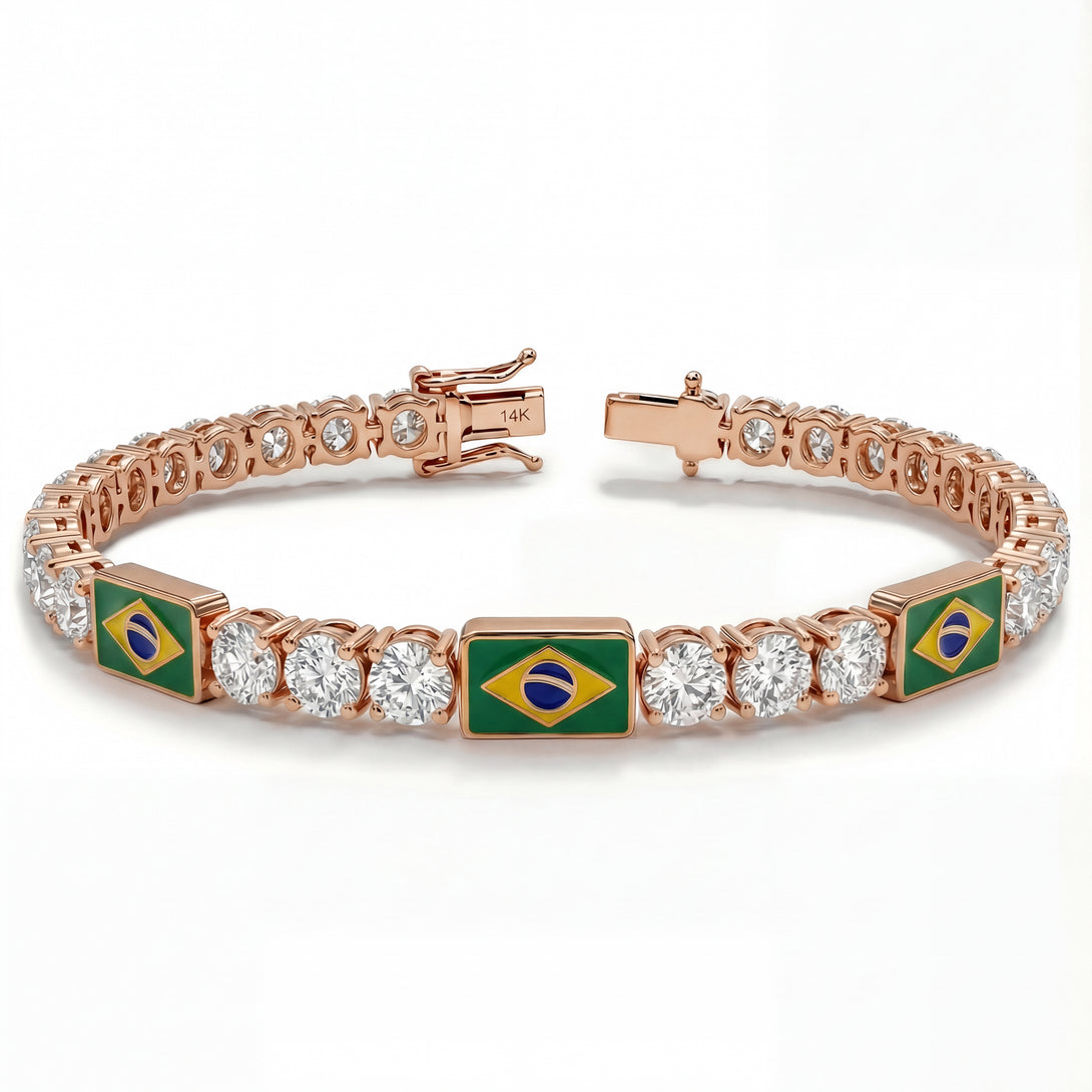 Diamond Tennis Bracelet with Brazil Flag no. 2