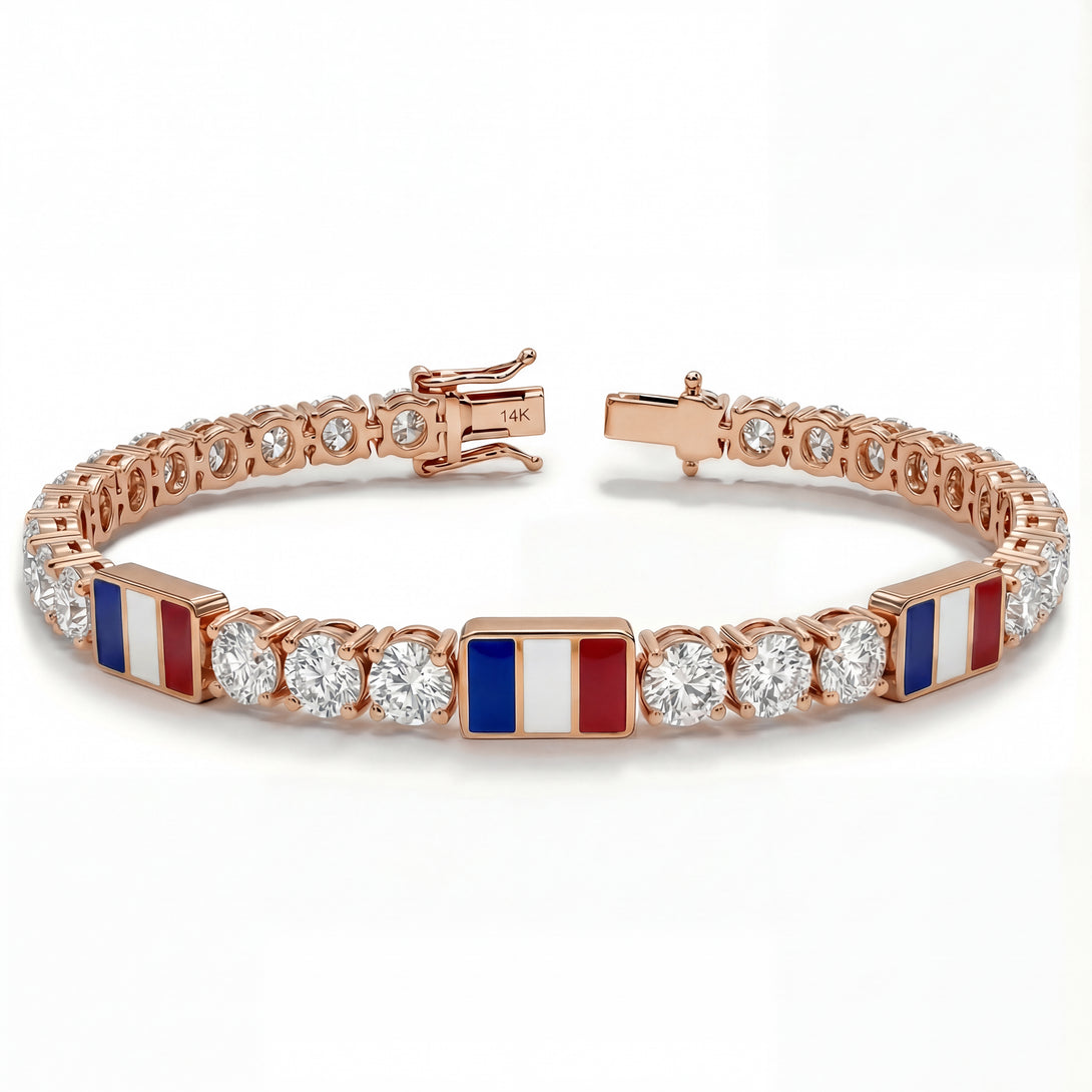 Diamond Tennis Bracelet with France Flag no. 2