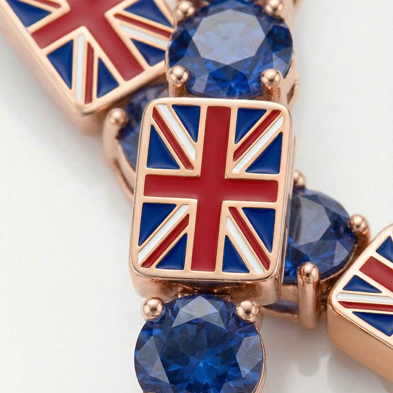 Sapphire Tennis Bracelet with United Kingdom Flag no. 14