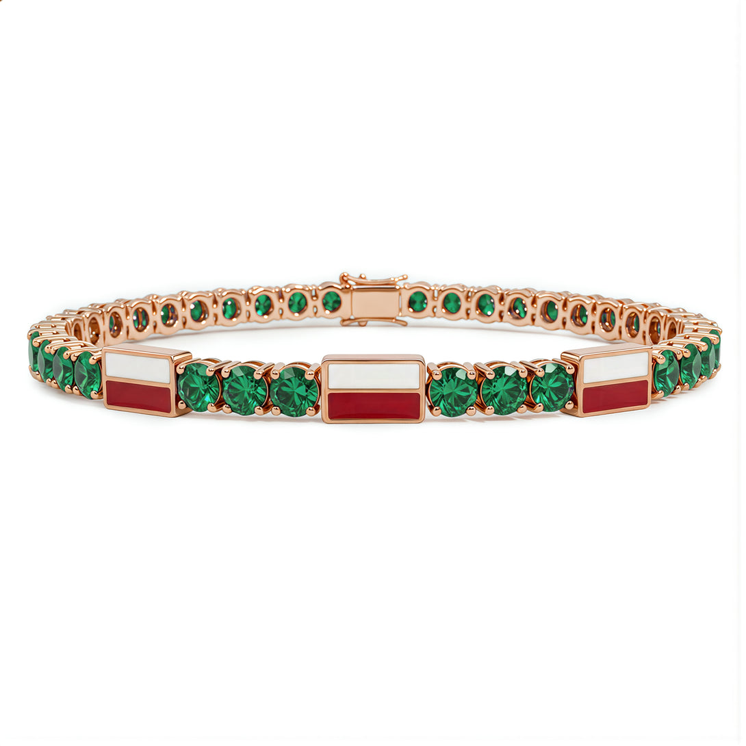 Emerald Tennis Bracelet with Poland Flag no. 5