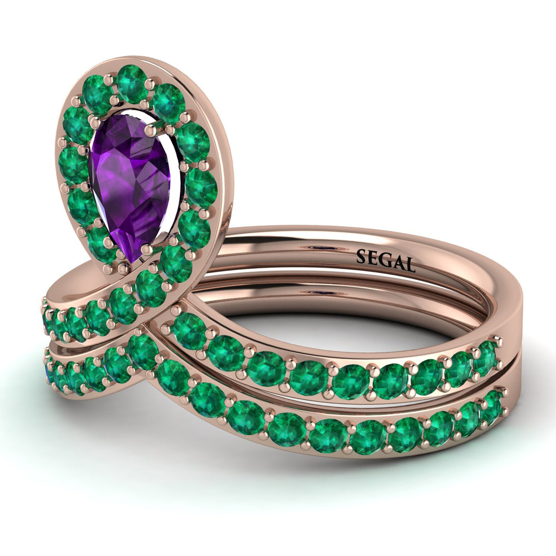 Amethyst Pear Shape Stacking Bridal Set - Emilia No. 305