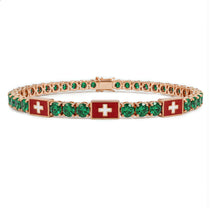 Emerald Tennis Bracelet with Switzerland Flag no. 5 image 1