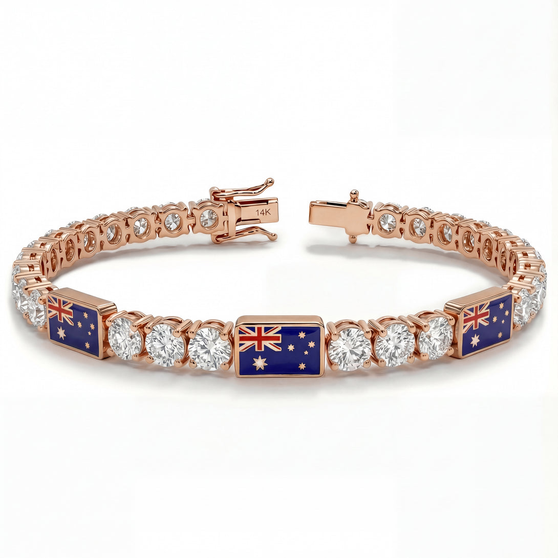 Diamond Tennis Bracelet with Australia Flag no. 2