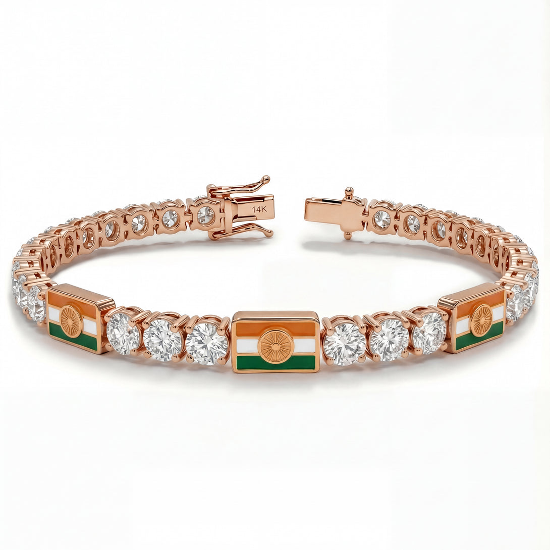 Diamond Tennis Bracelet with India Flag no. 2