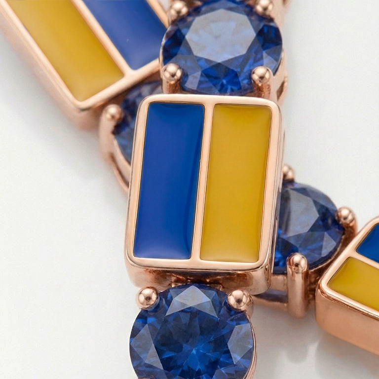 Sapphire Tennis Bracelet with Ukraine Flag no. 14