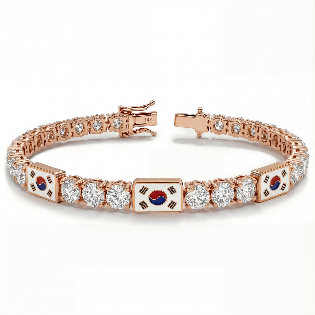 Diamond Tennis Bracelet with South Korea Flag no. 2