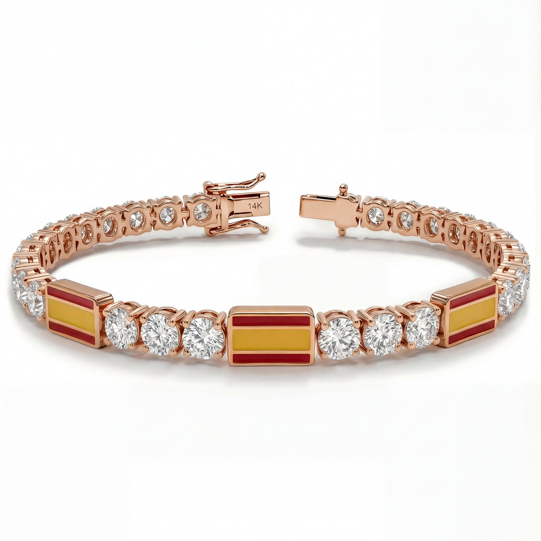 Diamond Tennis Bracelet with Spain Flag no. 2
