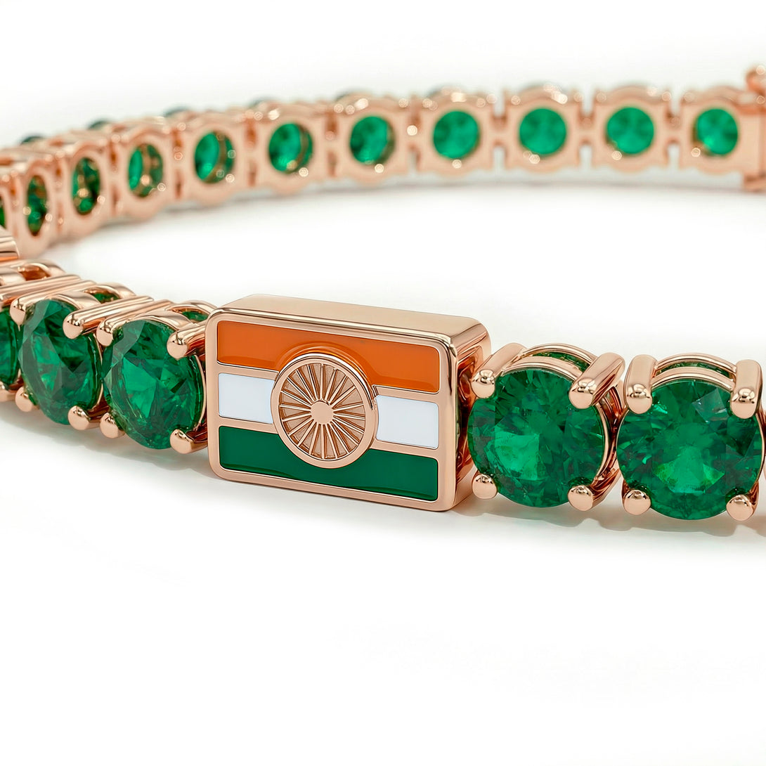 Emerald Tennis Bracelet with India Flag no. 5