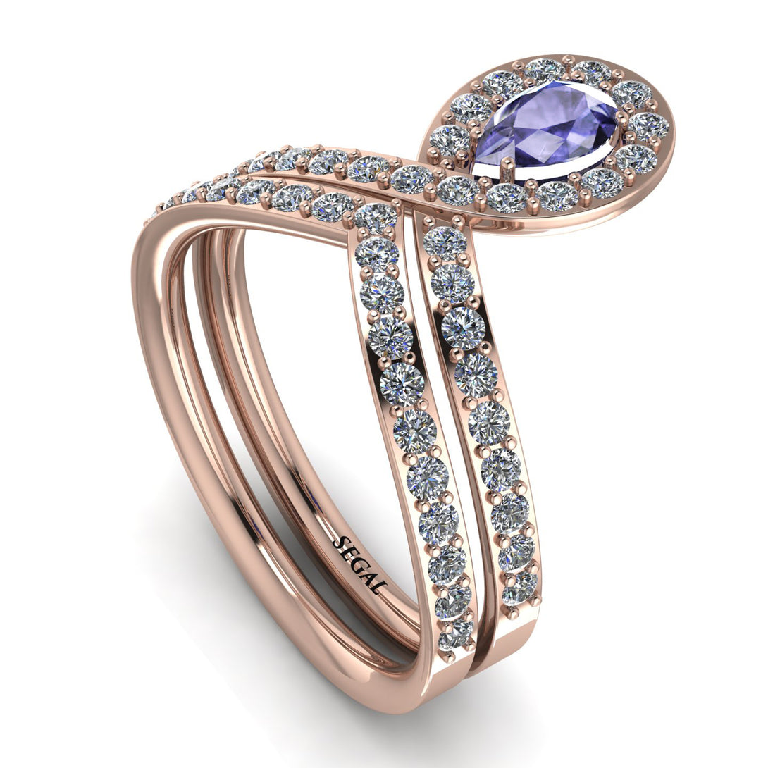 Tanzanite Pear Shape Stacking Bridal Set - Emilia No. 202
