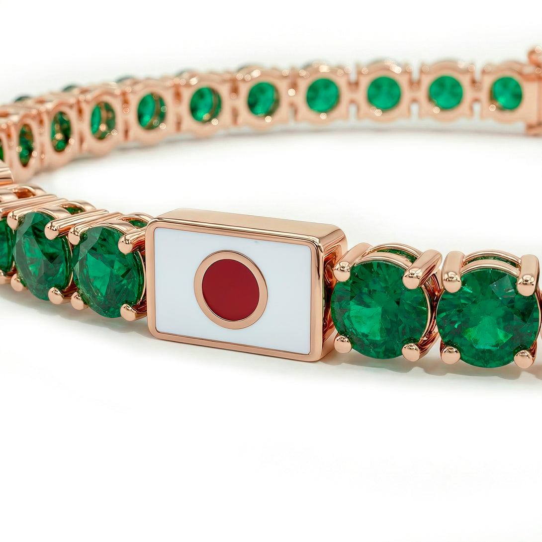 Emerald Tennis Bracelet with Japan Flag no. 5