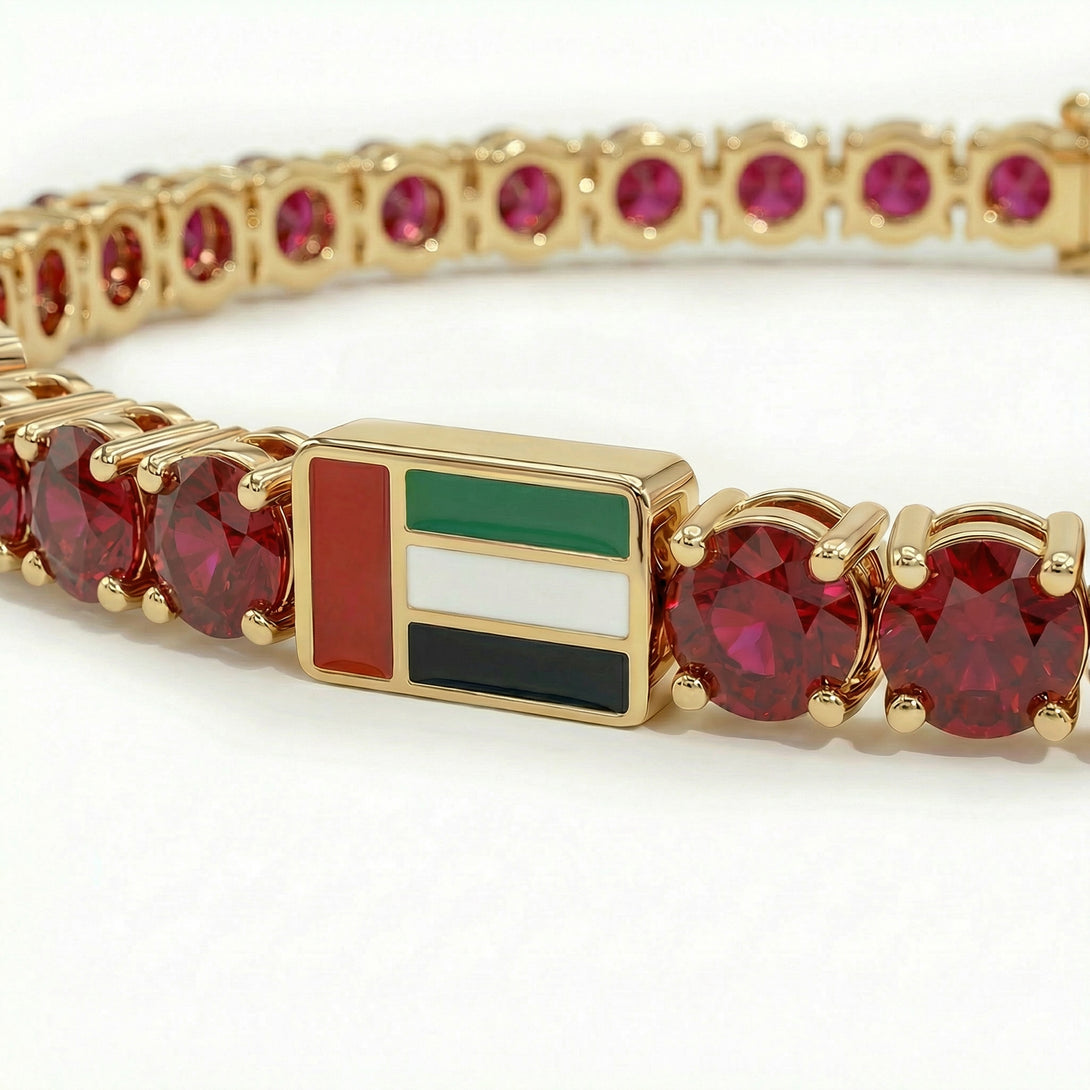 Ruby Tennis Bracelet with United Arab Emirates Flag no. 10
