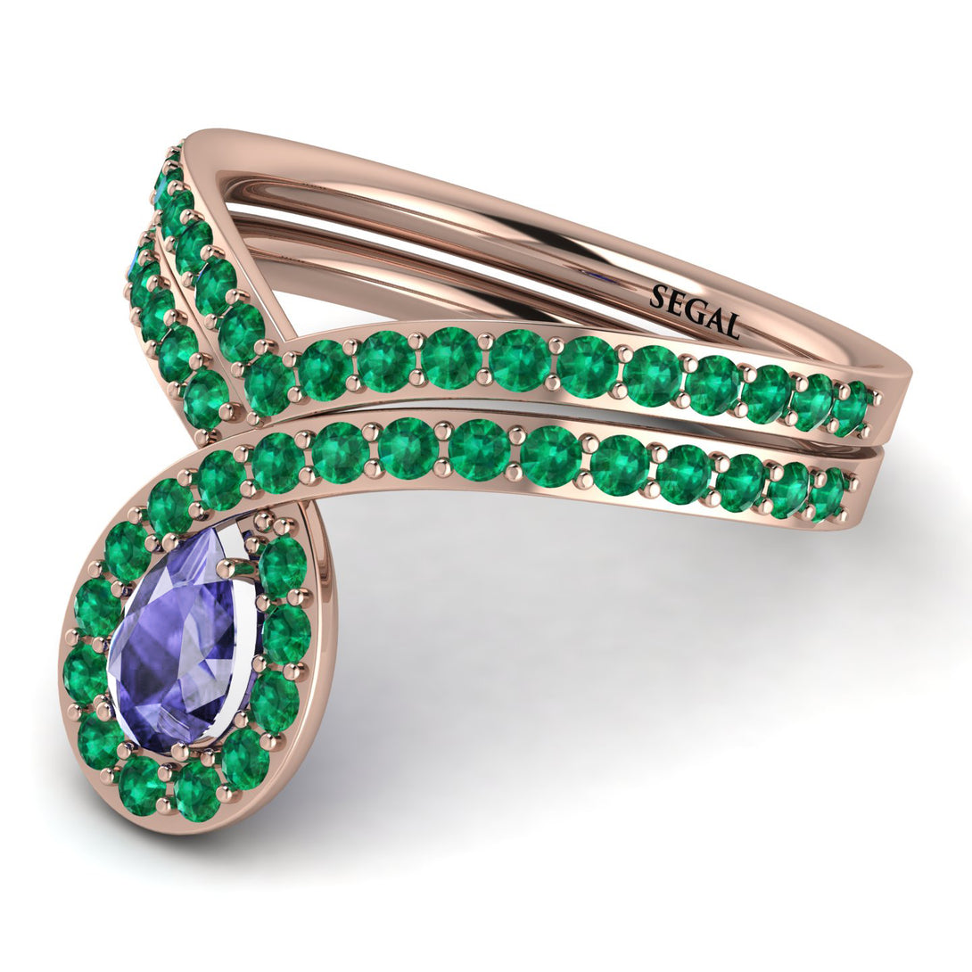 Tanzanite Pear Shape Stacking Bridal Set - Emilia No. 205