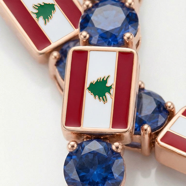 Sapphire Tennis Bracelet with Lebanon Flag no. 14
