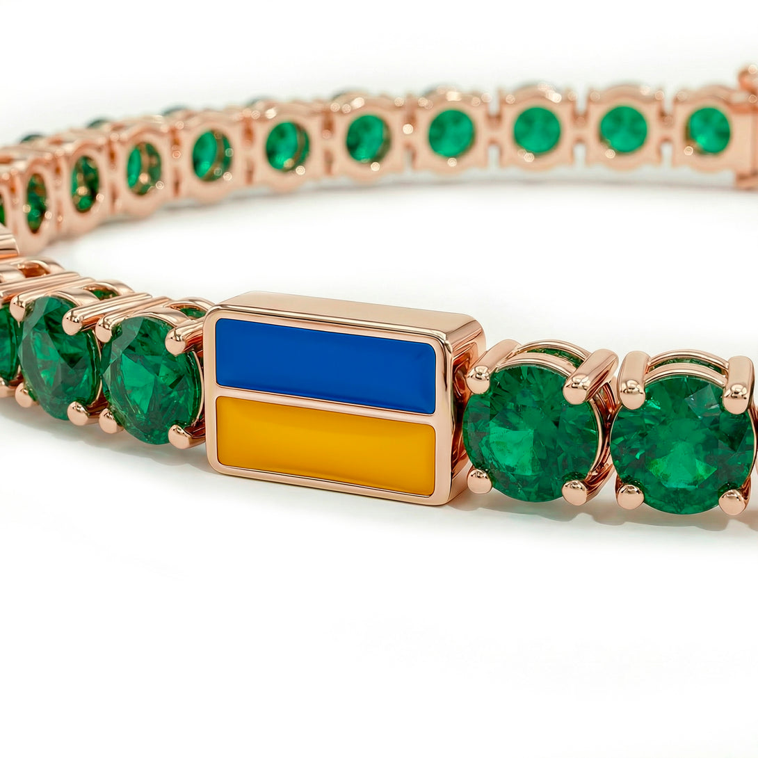 Emerald Tennis Bracelet with Ukraine Flag no. 5